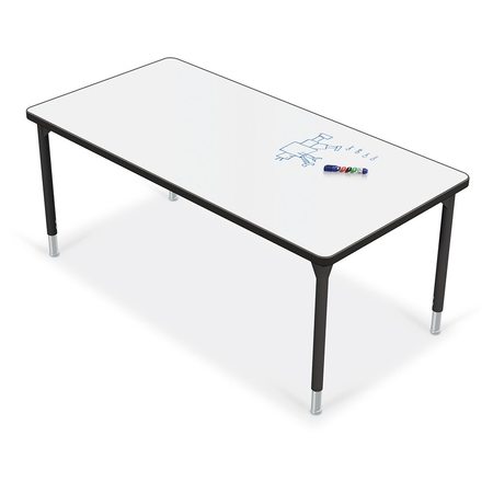 Mooreco Porcelain Desktop, 30x60 Hierarchy Table with Black Direct Mount Shapes Legs 70524